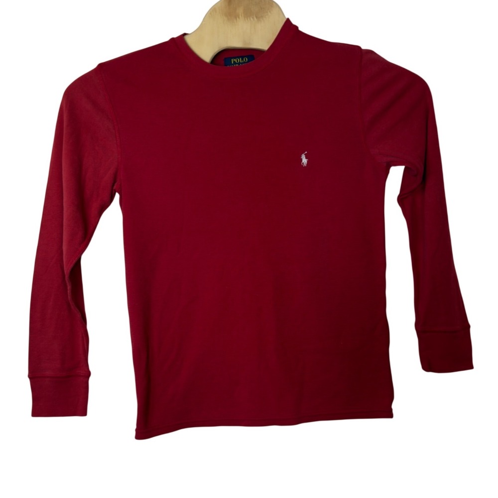Polo Ralph Lauren Men's Waffle Knit Long Sleeve Shirt Size M Red Casual Lounge